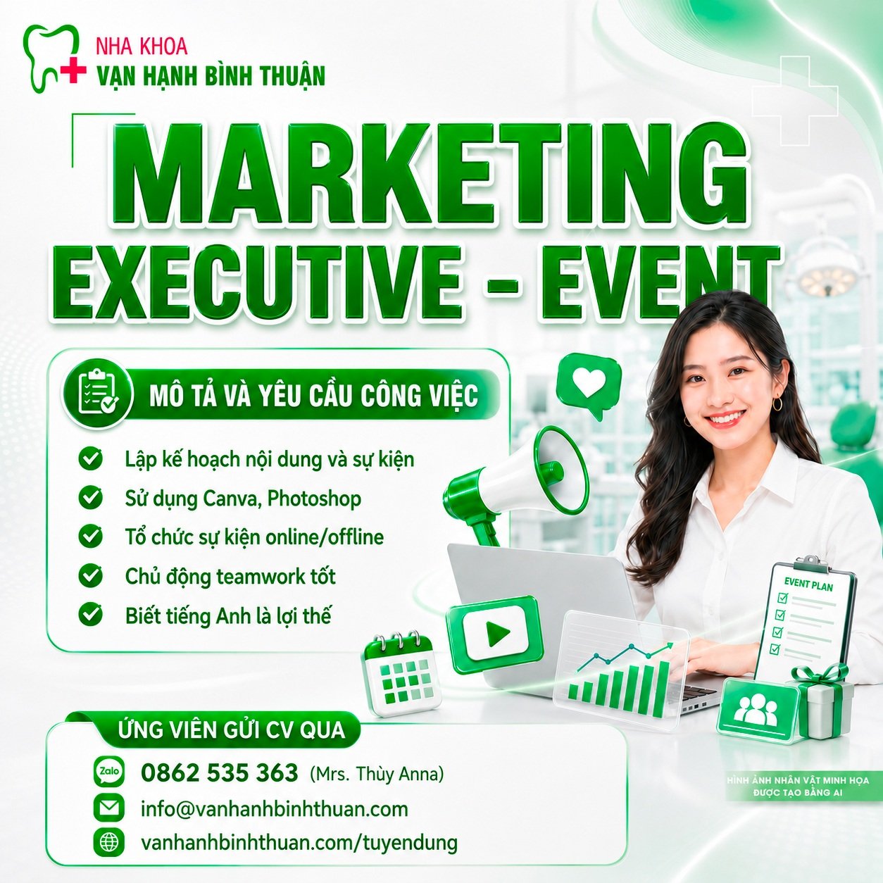 NHA KHOA VẠN HẠNH BÌNH THUẬN TUYỂN DỤNG MARKETING EXECUTIVE – EVENT